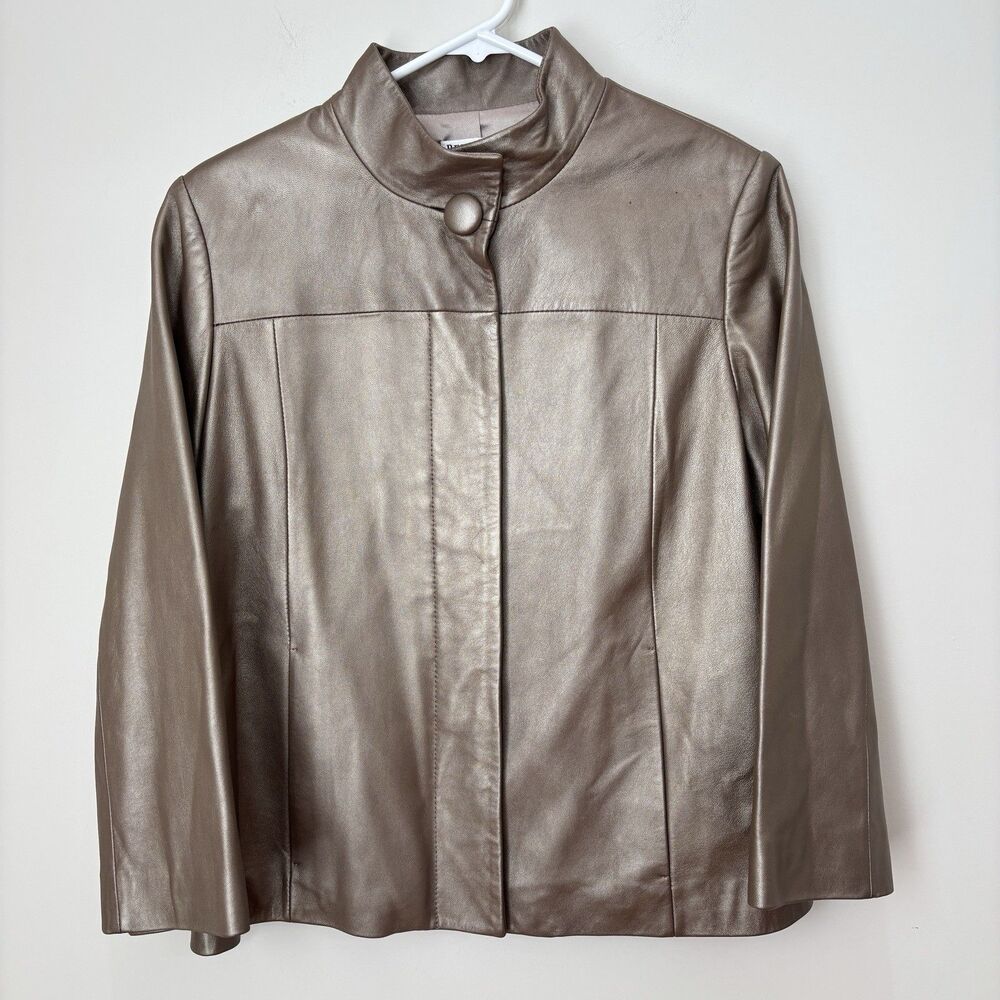 Pendleton 100% Leather Jacket Womens L Bronze Gold Blazer Supple Buttery Soft